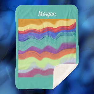 Manta Sherpa Bandas horizontales onduladas, arte abstracto, nom