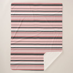 Manta Sherpa Bandas rosadas grises y cortas