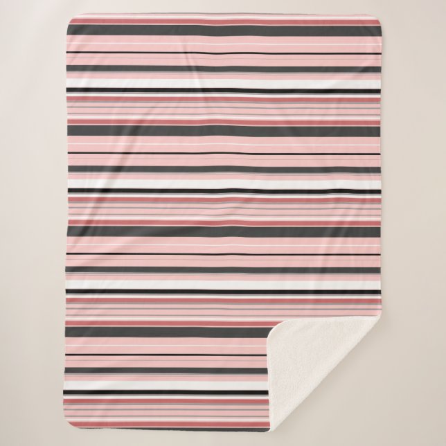 Manta Sherpa Bandas rosadas grises y cortas (Anverso)