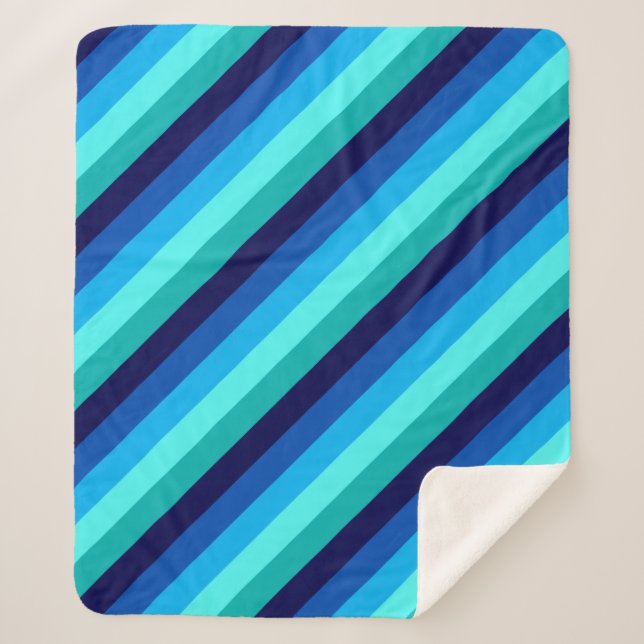 Manta Sherpa Bandas Verde azuladas Icy Blue Media Sherpa Blanke (Anverso)