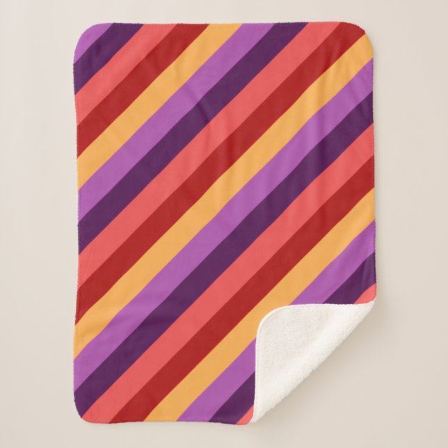 Manta Sherpa Bandas violetas rojas de cerezo con cubierta Sherp (Anverso)