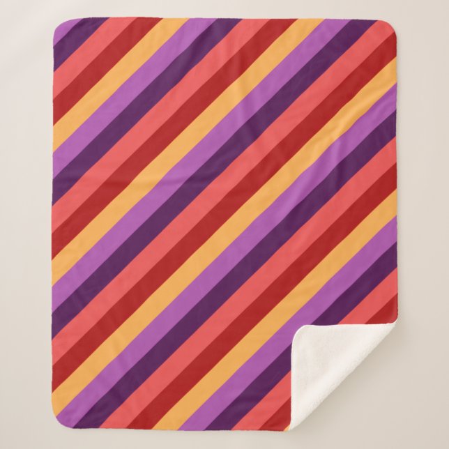 Manta Sherpa Bandas violetas rojas de cerezo de media Sherpa Bl (Anverso)