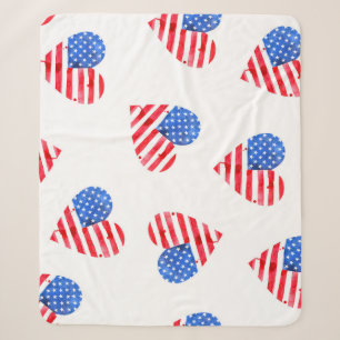 Manta Sherpa Bandera Americana Corazón de Agua Sin Maravillas.