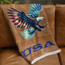 Bandera americana Eagle Rustic Sherpa Blanket
