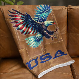 Manta Sherpa Bandera americana Eagle Rustic Sherpa Blanket