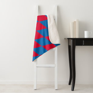 Manta Sherpa Bandera bávara de diamantes azul y rojo