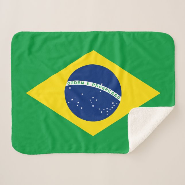 Manta Sherpa Bandera de Brasil Patriótica (Anverso (horizontal))