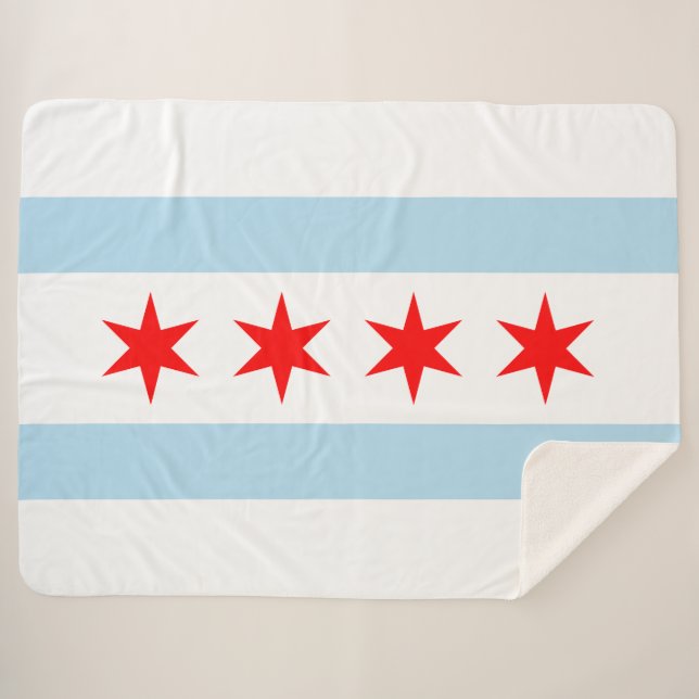 Manta Sherpa Bandera de Chicago (Illinois) (Anverso (horizontal))