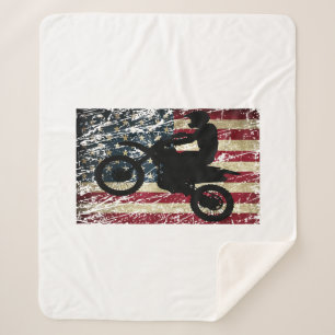 Manta Sherpa Bandera de Dirt Bike Estados Unidos Camiseta Motoc