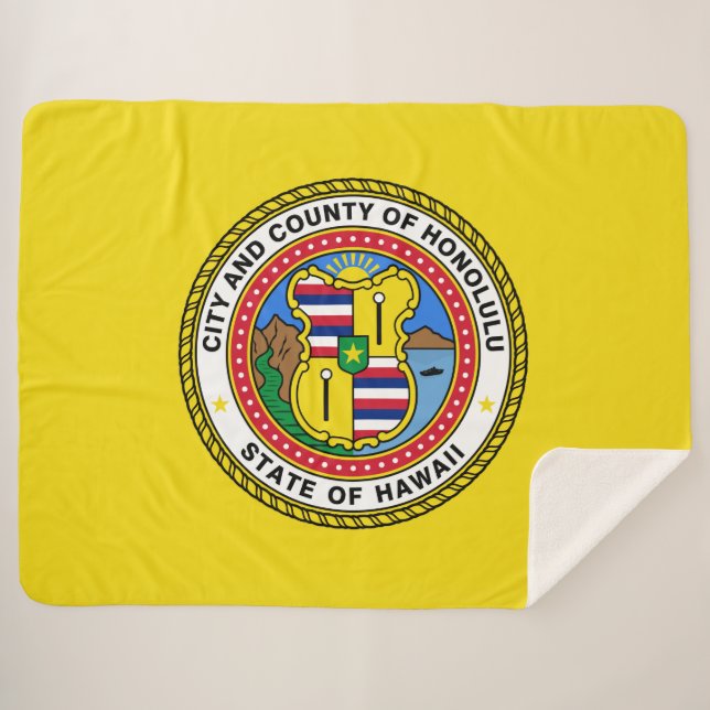 Manta Sherpa Bandera de Honolulu (Hawái) (Anverso (horizontal))