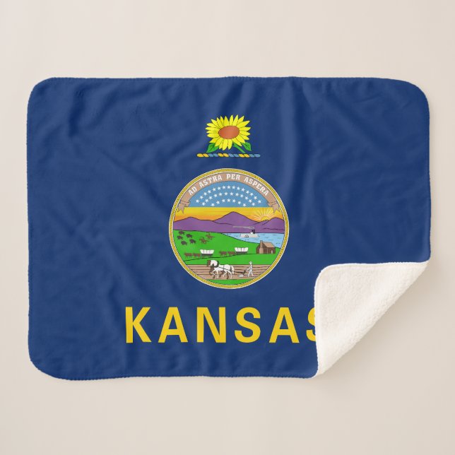 Manta Sherpa Bandera de Kansas (Anverso (horizontal))