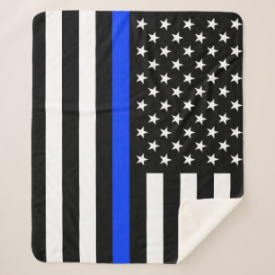 Manta Sherpa Bandera de la policía delgada de la línea azul