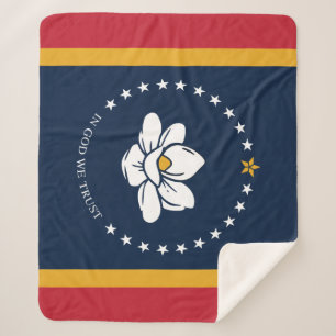 Manta Sherpa Bandera de Misisipi - Nueva Bandera de Magnolia