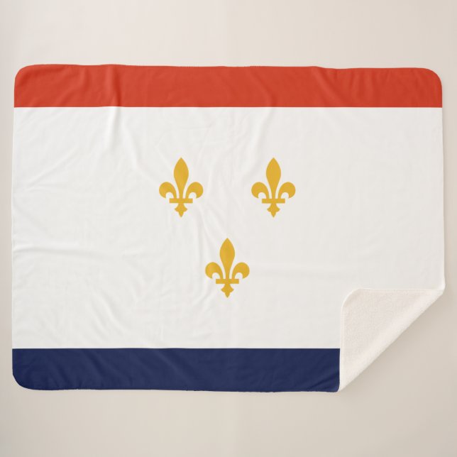 Manta Sherpa Bandera de Nueva Orleans (Luisiana, Estados Unidos (Anverso (horizontal))