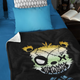 Manta Sherpa Bandera de Orgullo Agénero AroAce Gótica Oso de Co