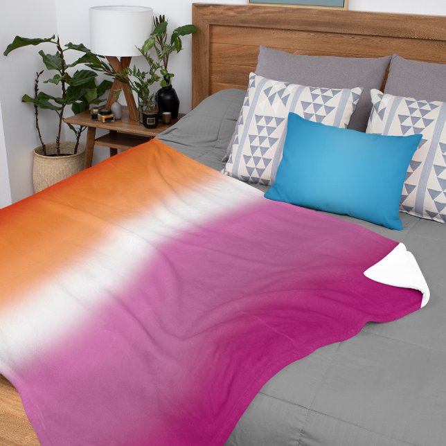 Manta Sherpa Bandera de orgullo lésbico con gradiente – Bandera (Subido por el creador)