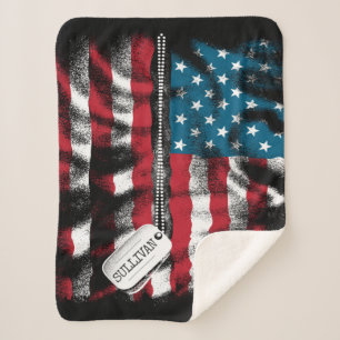Manta Sherpa Bandera de perro de soldado militar personalizado