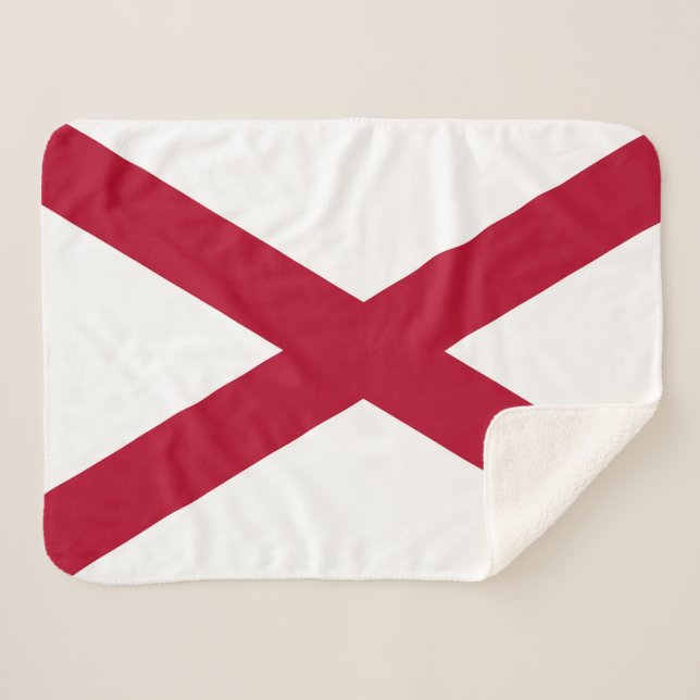 Manta Sherpa Bandera del estado de Alabama Imprimir Patriótico (Anverso (horizontal))
