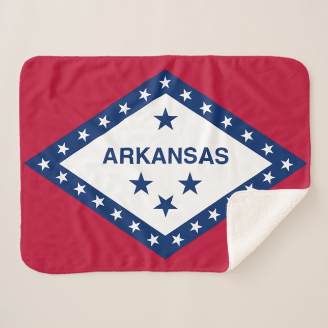 Manta Sherpa Bandera del Estado de Arkansas Imprimir Patriótico (Anverso (horizontal))