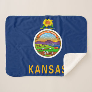 Manta Sherpa Bandera del estado de Kansas Imprimir Patriótico