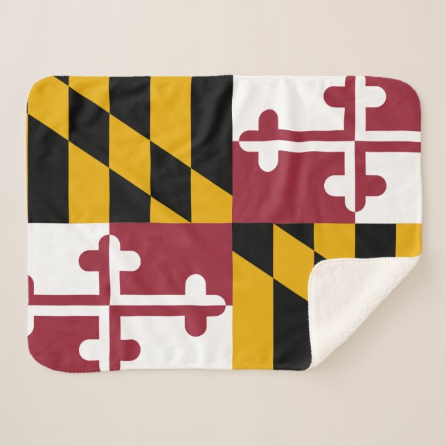 Manta Sherpa Bandera del estado de Maryland Imprimir Patriótico (Anverso (horizontal))