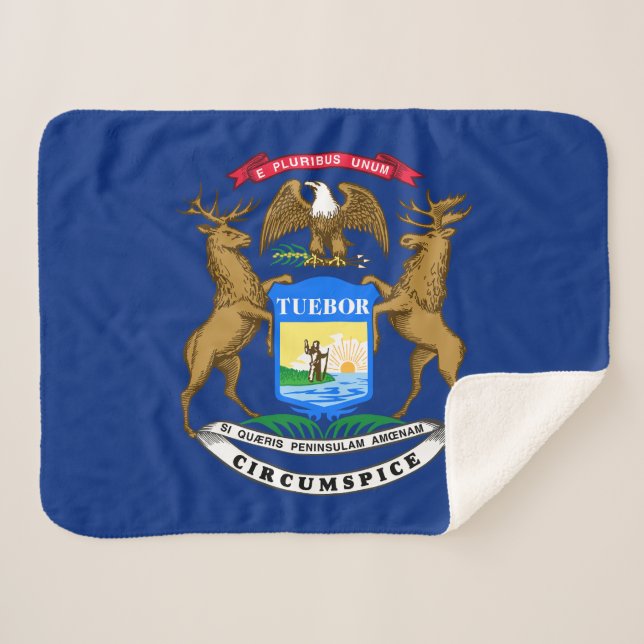 Manta Sherpa Bandera del estado de Michigan (Anverso (horizontal))