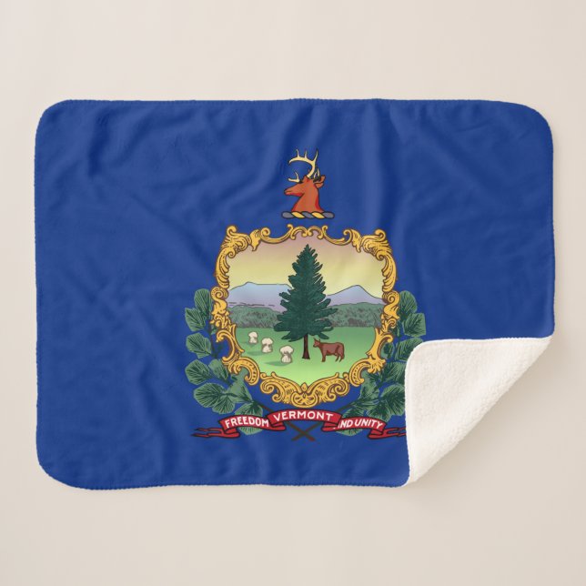 Manta Sherpa Bandera del estado de Vermont Imprimir Patriótico (Anverso (horizontal))