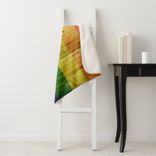 Manta Sherpa Bandera del orgullo arcoiris de madera