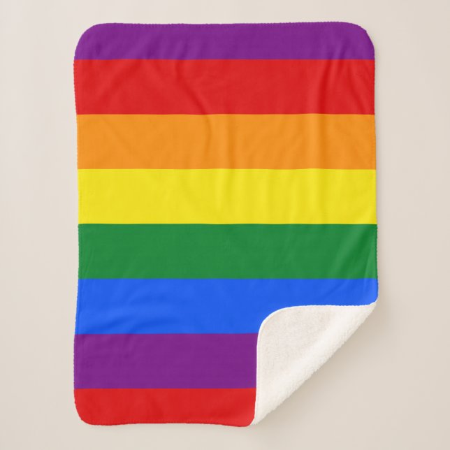 Manta Sherpa Bandera del orgullo gay del arco iris (Anverso)