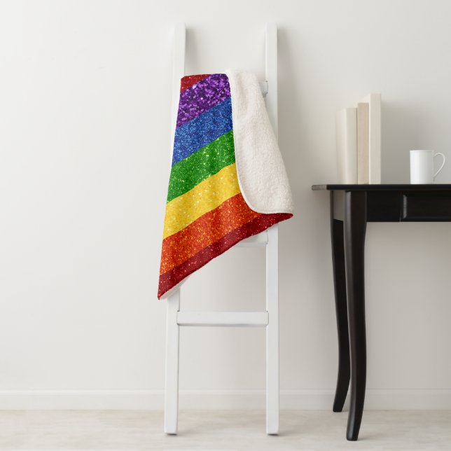 Manta Sherpa Bandera del orgullo gay Purpurina LGBT (In situ)