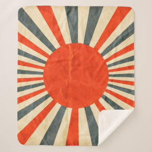 Manta Sherpa Bandera del sol rojo sobre textura de papel, estíl