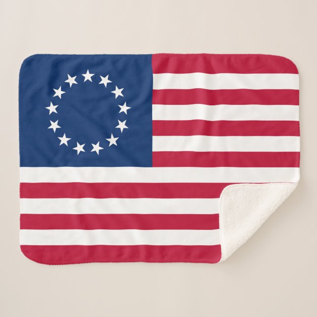 Manta Sherpa Bandera estadounidense de Betsy Ross (Anverso (horizontal))