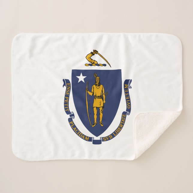 Manta Sherpa Bandera estatal de Massachusetts (Anverso (horizontal))