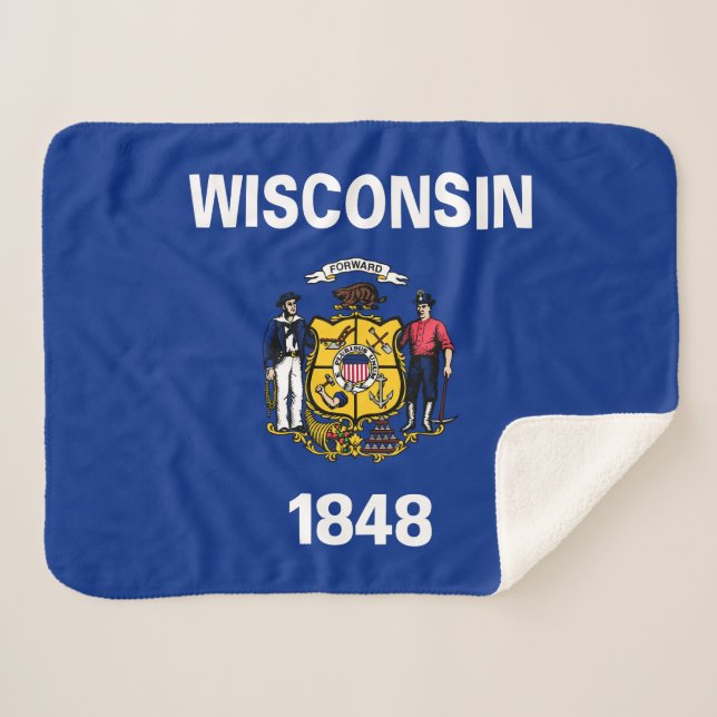 Manta Sherpa Bandera estatal de Wisconsin (Anverso (horizontal))