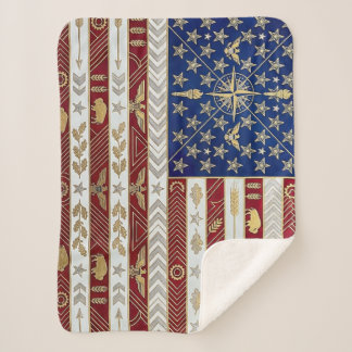 Manta Sherpa Bandera patrimonio Art Deco | Estados Unidos estil