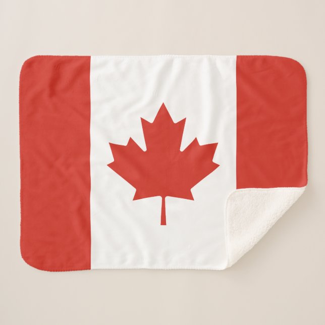 Manta Sherpa Bandera Patriótica Canadiense (Anverso (horizontal))
