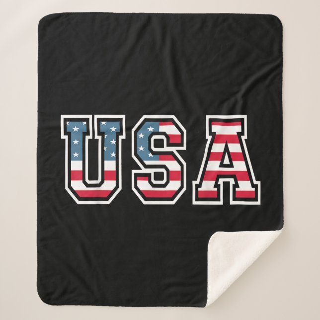 Manta Sherpa Bandera Patriótica Estadounidense Para Hombres Niñ (Anverso)