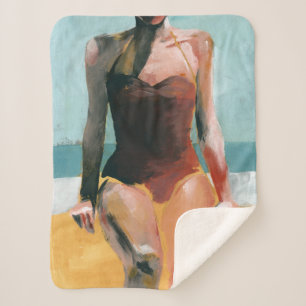 Manta Sherpa Bañera vintage - traje de baño rojo