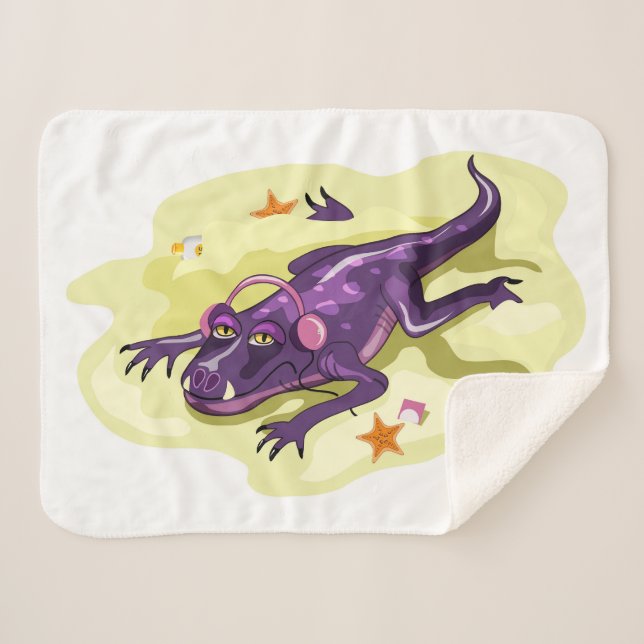 Manta Sherpa Baño de sol con auriculares Anteosauro. (Anverso (horizontal))