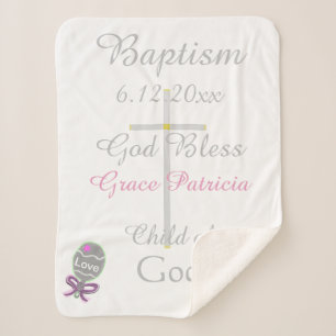 Manta Sherpa Baptismo Transversal Chica Rosado Medio