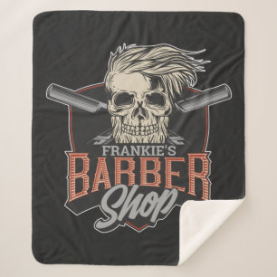Manta Sherpa Barbería personalizada Hipster Skull y Razors