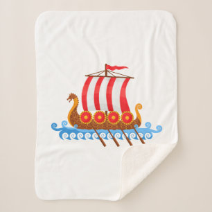 Manta Sherpa Barco de Viking Cute Personalizado