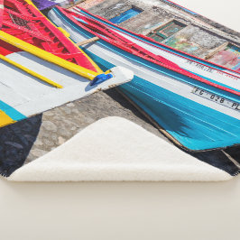 Manta Sherpa Barcos de pesca de colores, Cabo Verde