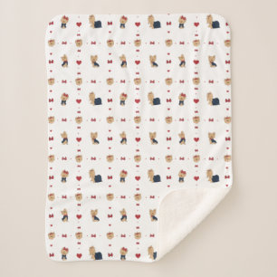 Manta Sherpa Barcos y corazones de Yorkies dulces - Blanco -