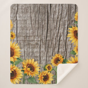 Manta Sherpa Barnboard Gris Rústico y Rústico Girasol