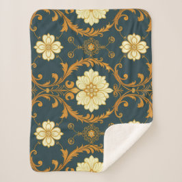 Manta Sherpa "Barockes Ornament-Muster in Gold und Schwarz" Dec