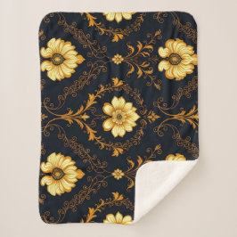 Manta Sherpa "Barockes Ornament-Muster in Gold und Schwarz" Dec