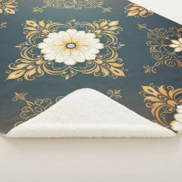 Manta Sherpa "Barockes Ornament-Muster in Gold und Schwarz" Dec