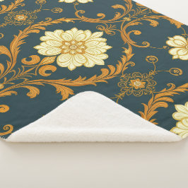 Manta Sherpa "Barockes Ornament-Muster in Gold und Schwarz" Dec