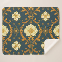 Manta Sherpa "Barockes Ornament-Muster in Gold und Schwarz" Dec